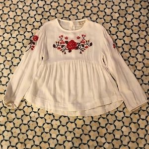 Zara Girls Flower Embroidered Top size 6